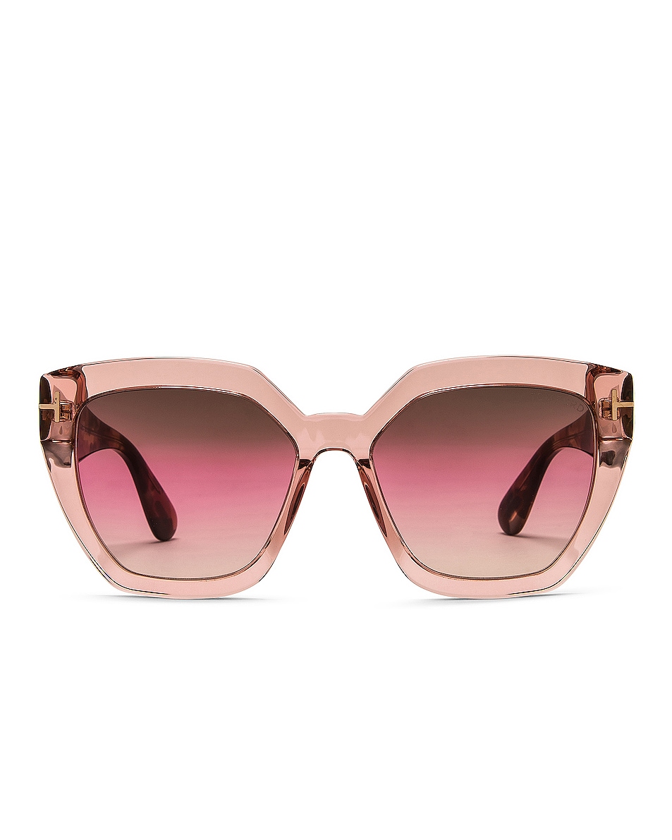 Image 1 of TOM FORD Phoebe Sunglasses in Shiny Transparent Pink & Vintage Rose Havana