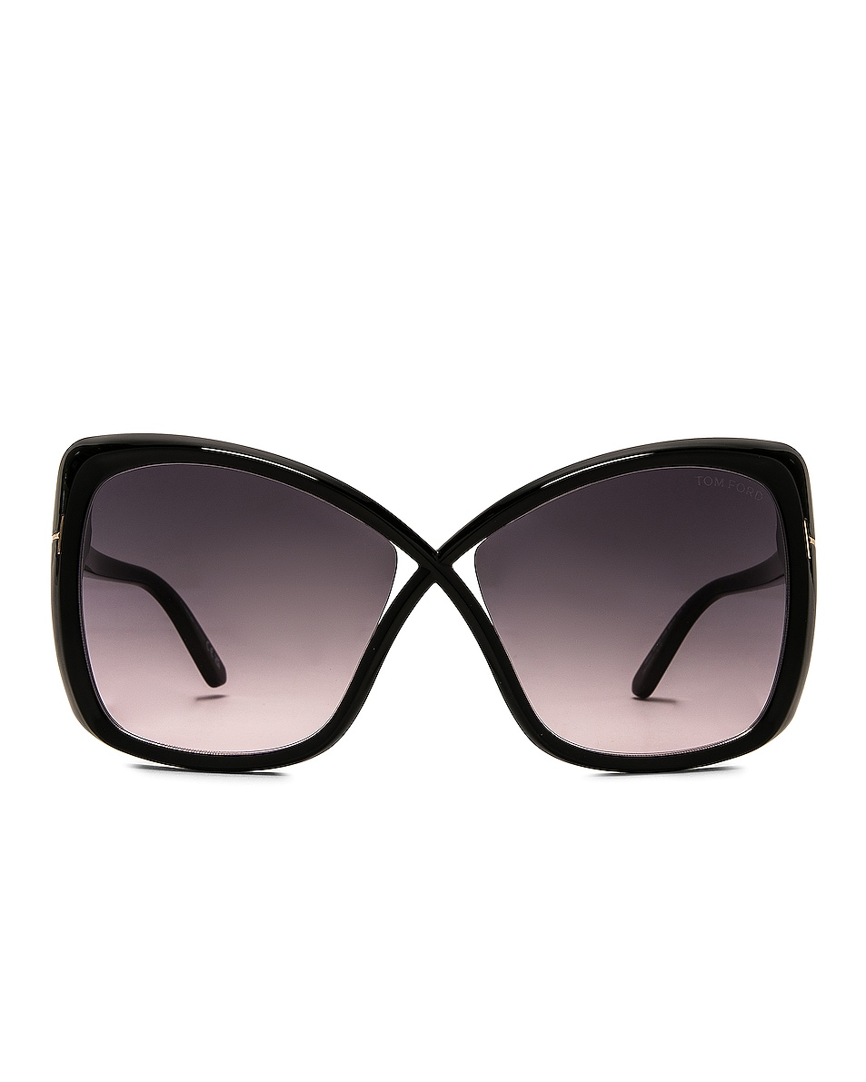 Image 1 of TOM FORD Jasmin Sunglasses in Shiny Black & Gradient Smoke Pink