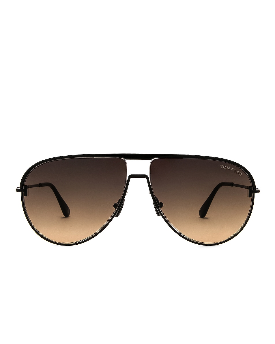 Image 1 of TOM FORD Theo Sunglasses in Shiny Black & Gradient Smoke Yellow