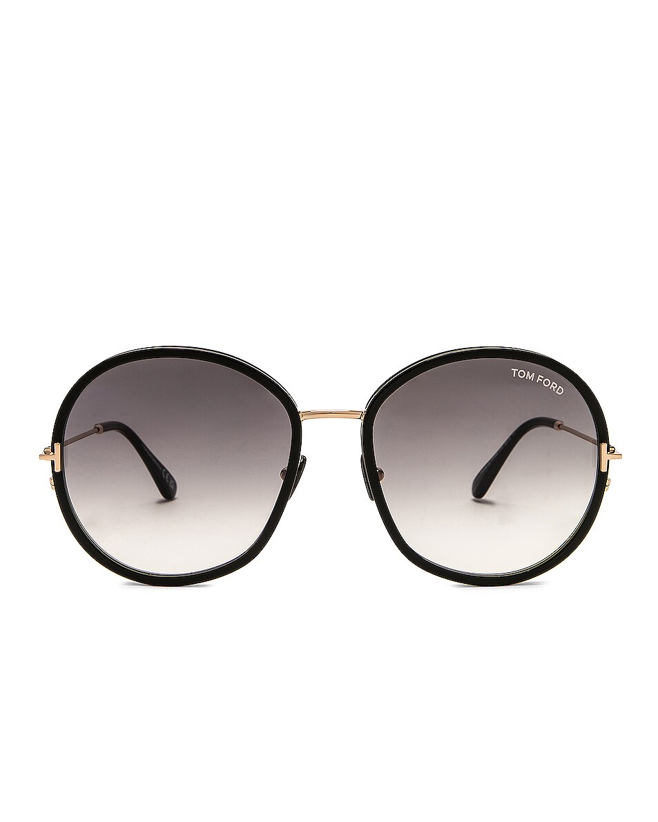 Image 1 of TOM FORD Hunter Sunglasses in Shiny Black & Gradient Smoke