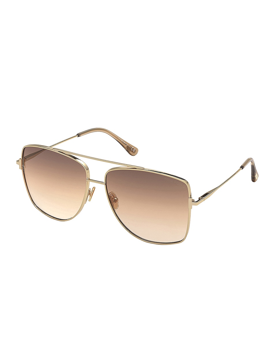 Tom Ford Reggie Sunglasses In Shiny Rose Gold And Gradient Brown Sand Lenses Fwrd