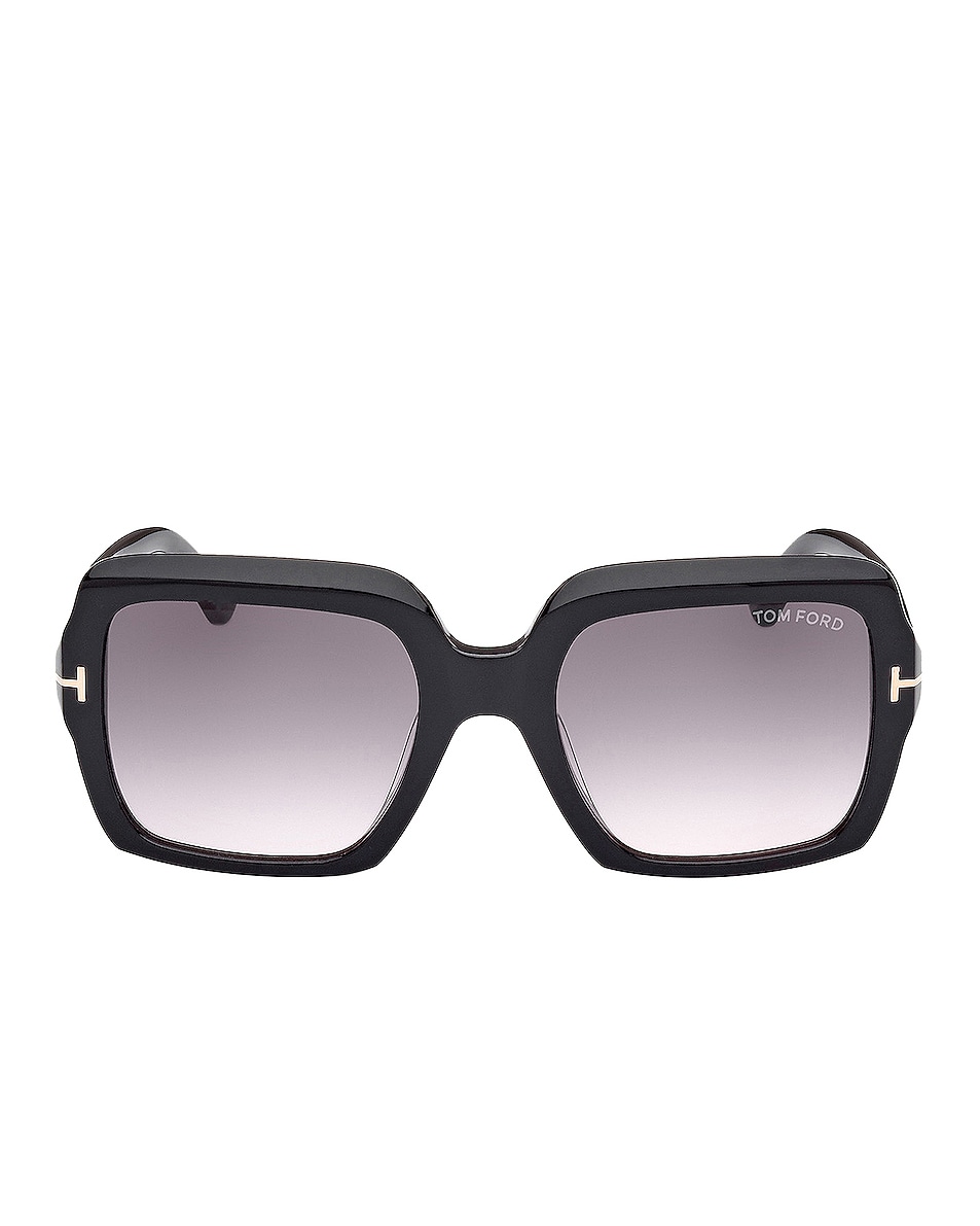 Image 1 of TOM FORD Kaya Sunglasses in Shiny Black & Gradient Smoke