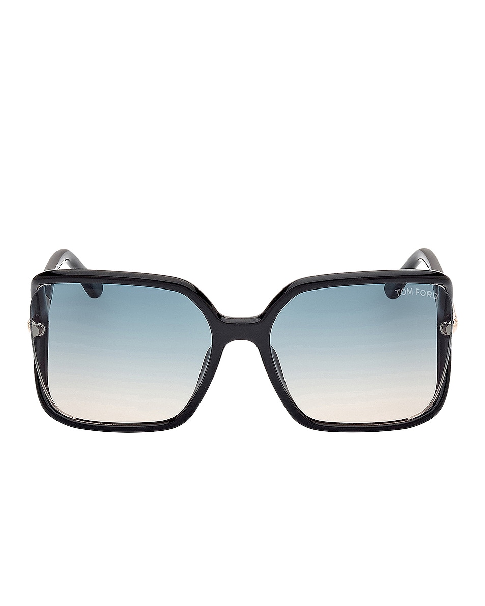 Image 1 of TOM FORD Solange-02 Sunglasses in Shiny Black & Gradient Turquoise