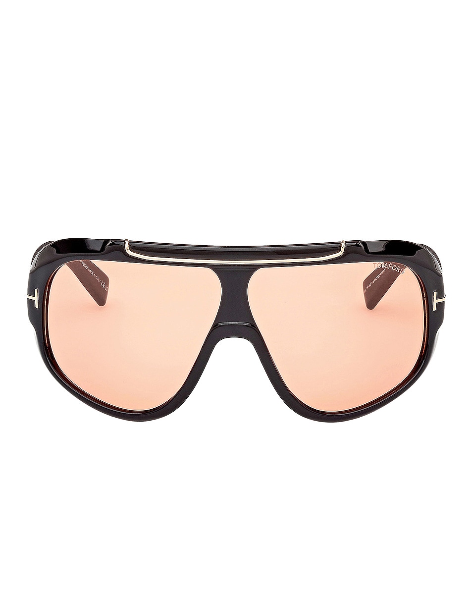 Image 1 of TOM FORD Rellen Sunglasses in Shiny Black & Terracotta