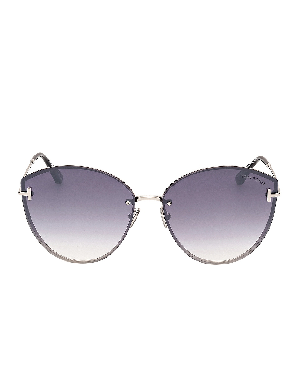 Image 1 of TOM FORD Evangeline Sunglasses in Shiny Palladium & Black