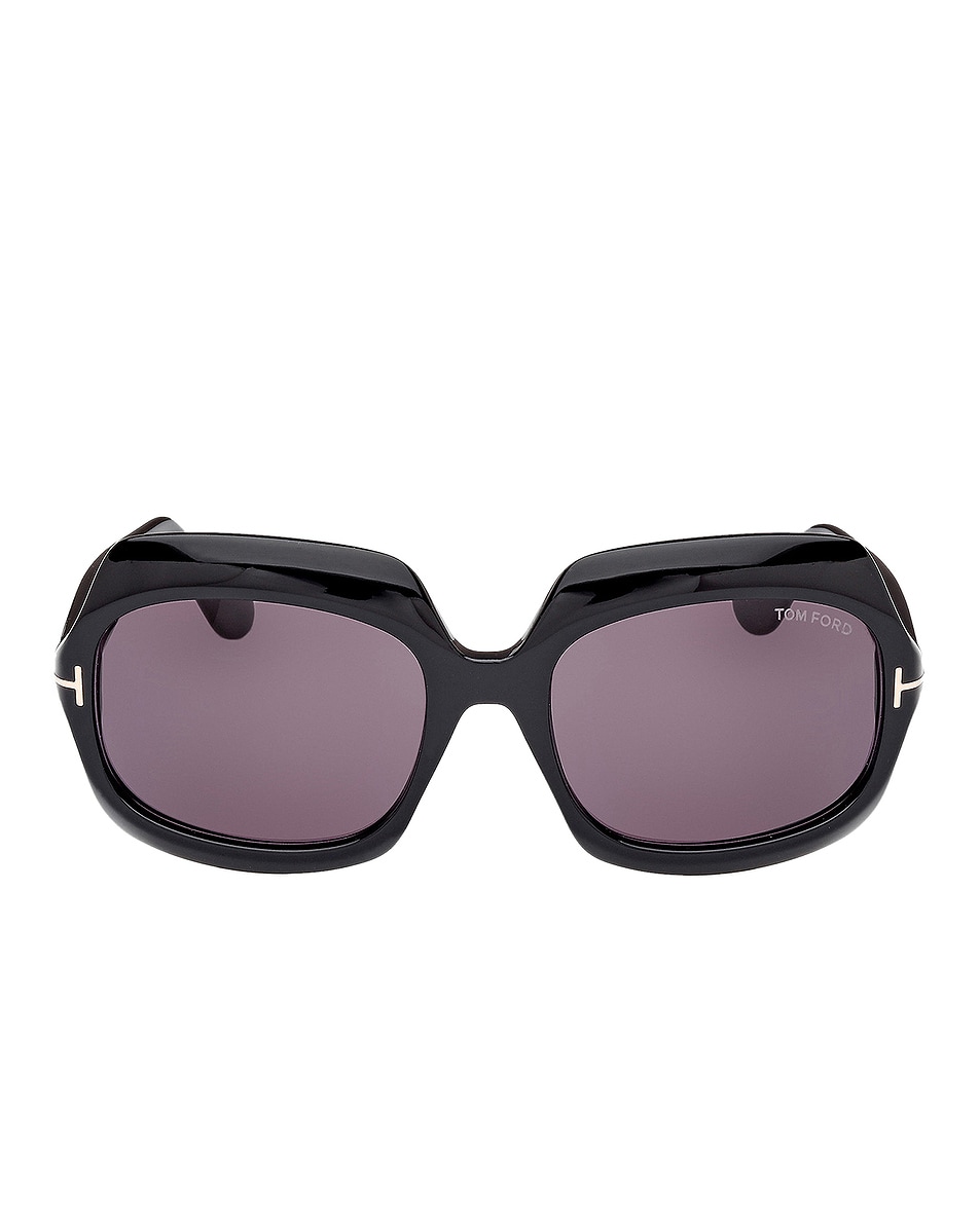 Image 1 of TOM FORD Ren Sunglasses in Shiny Black & Smoke