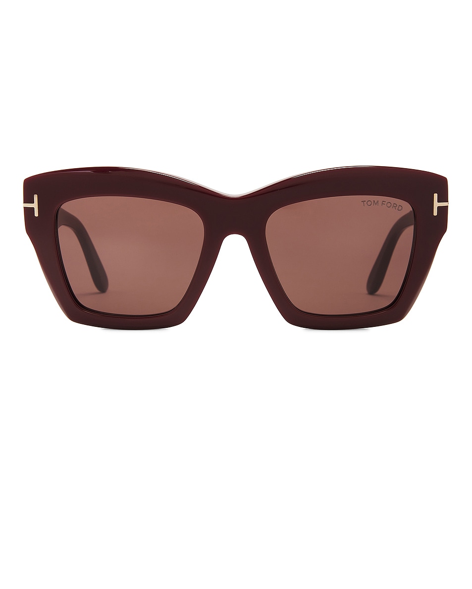 Image 1 of TOM FORD Luna Sunglasses in Shiny Solid Bordeaux & Brown