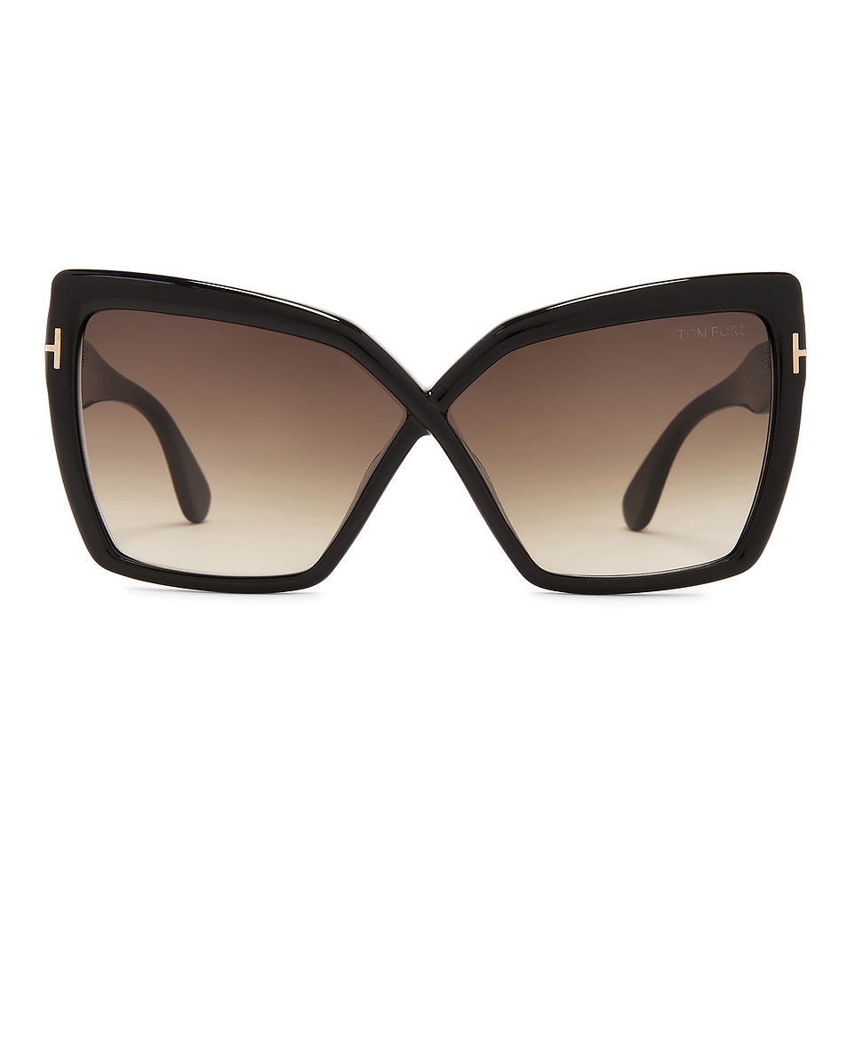 Image 1 of TOM FORD Fiore Sunglasses in Shiny Black & Smoke