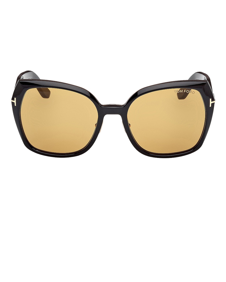 Image 1 of TOM FORD Plum Sunglasses in Shiny Black & Vicuna