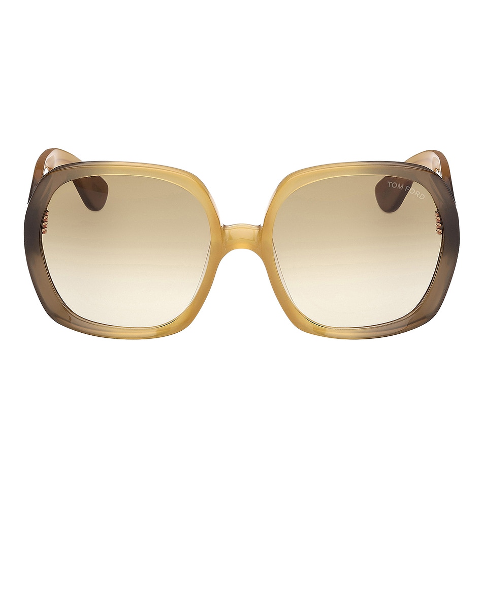 Image 1 of TOM FORD Saffron Sunglasses in Shiny Gradient Green To Amber & Gradient Brown