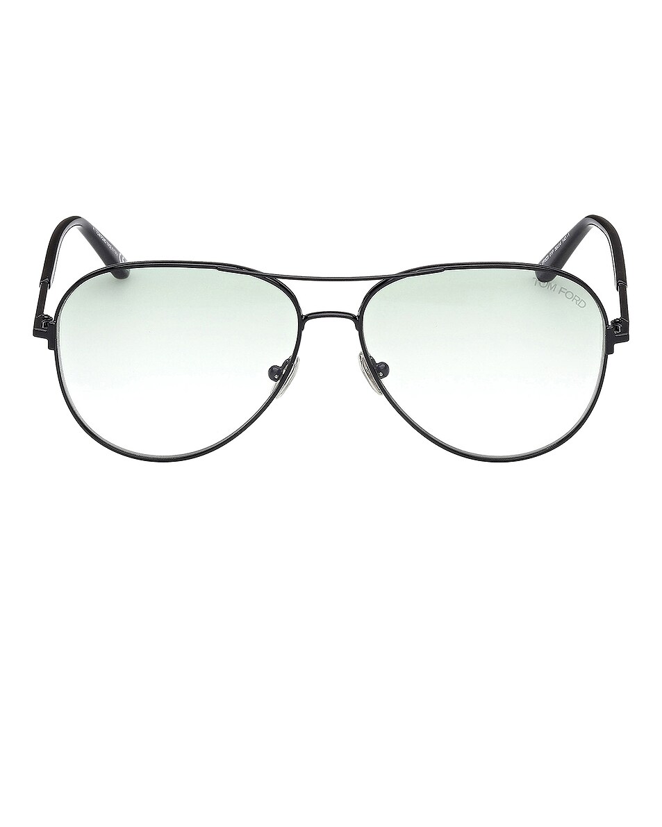 Image 1 of TOM FORD Clark Sunglasses in Shiny Black & Gradient Green
