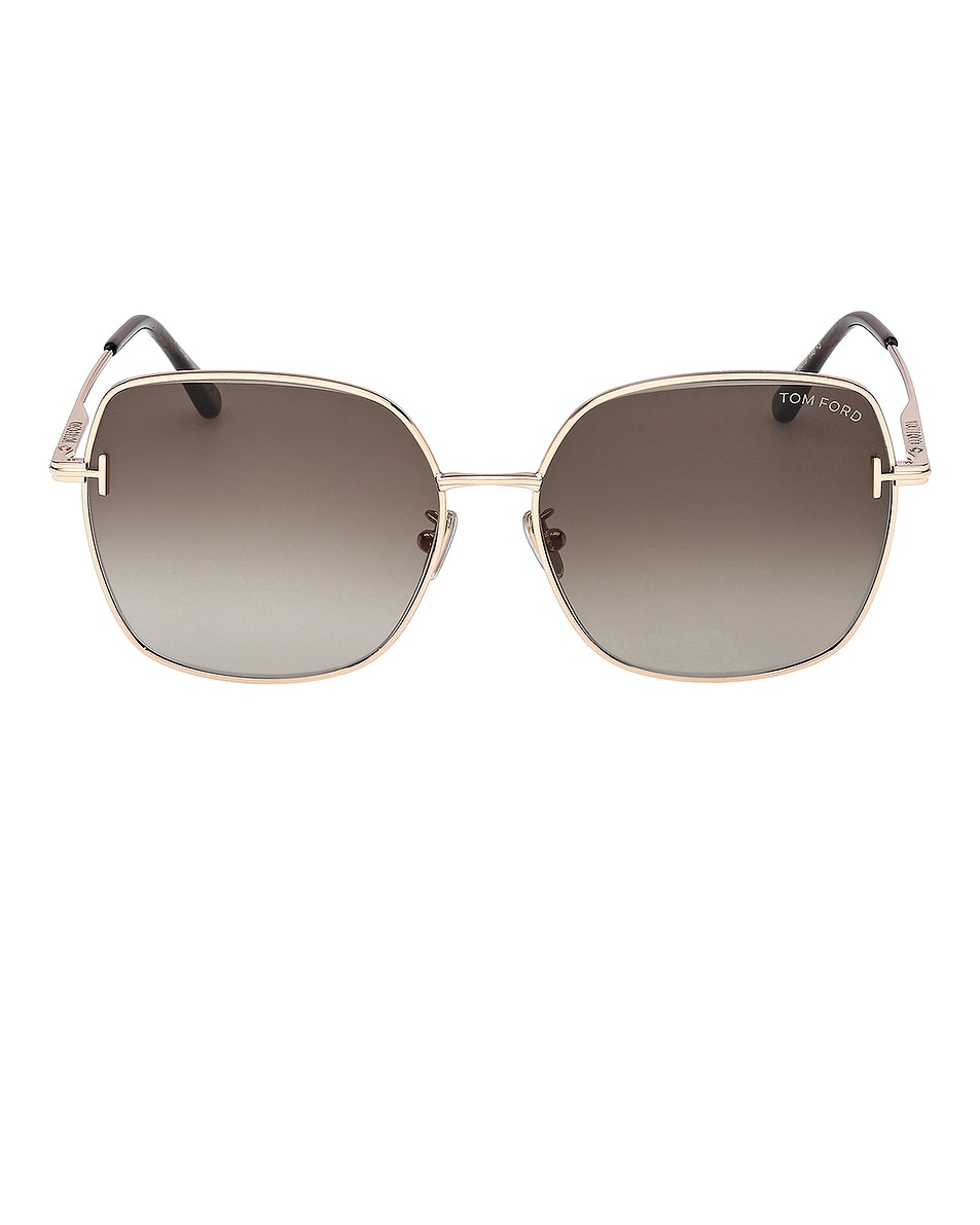 Image 1 of TOM FORD Square Sunglasses in Shiny Rose Gold, Transparent Grey, & Gradient Brown