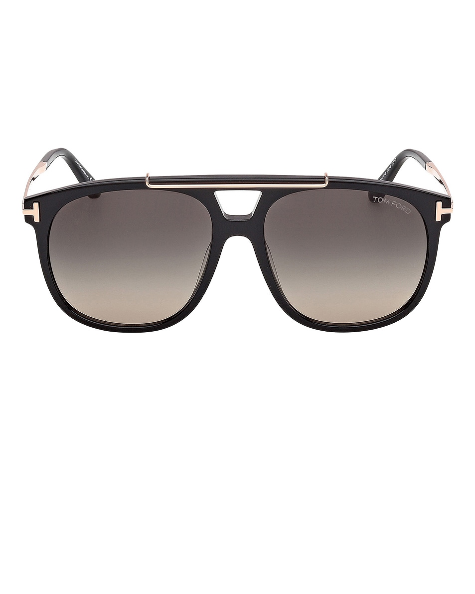 Image 1 of TOM FORD Navigator Sunglasses in Shiny Black & Smoke