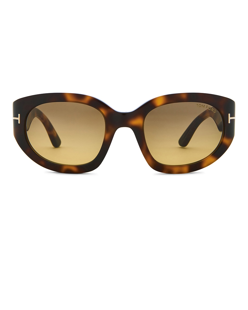 Image 1 of TOM FORD Rectangular Sunglasses in Shiny Havana & Smoke