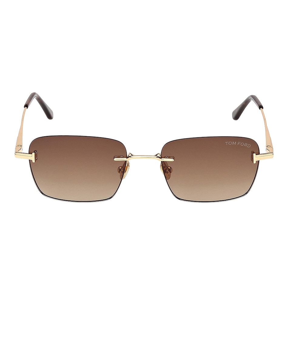 Image 1 of TOM FORD Rectangular Sunglasses in Shiny Yellow Gold & Brown