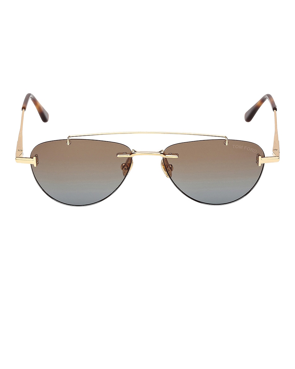 Image 1 of TOM FORD Pilot Sunglasses in Shiny Yellow Gold & Brown