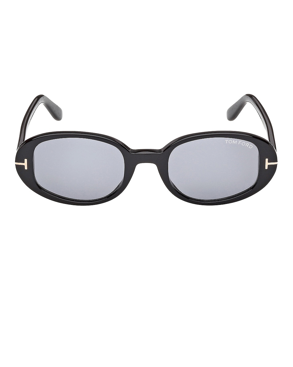 Image 1 of TOM FORD Oval Sunglasses in Shiny Black & Smoke