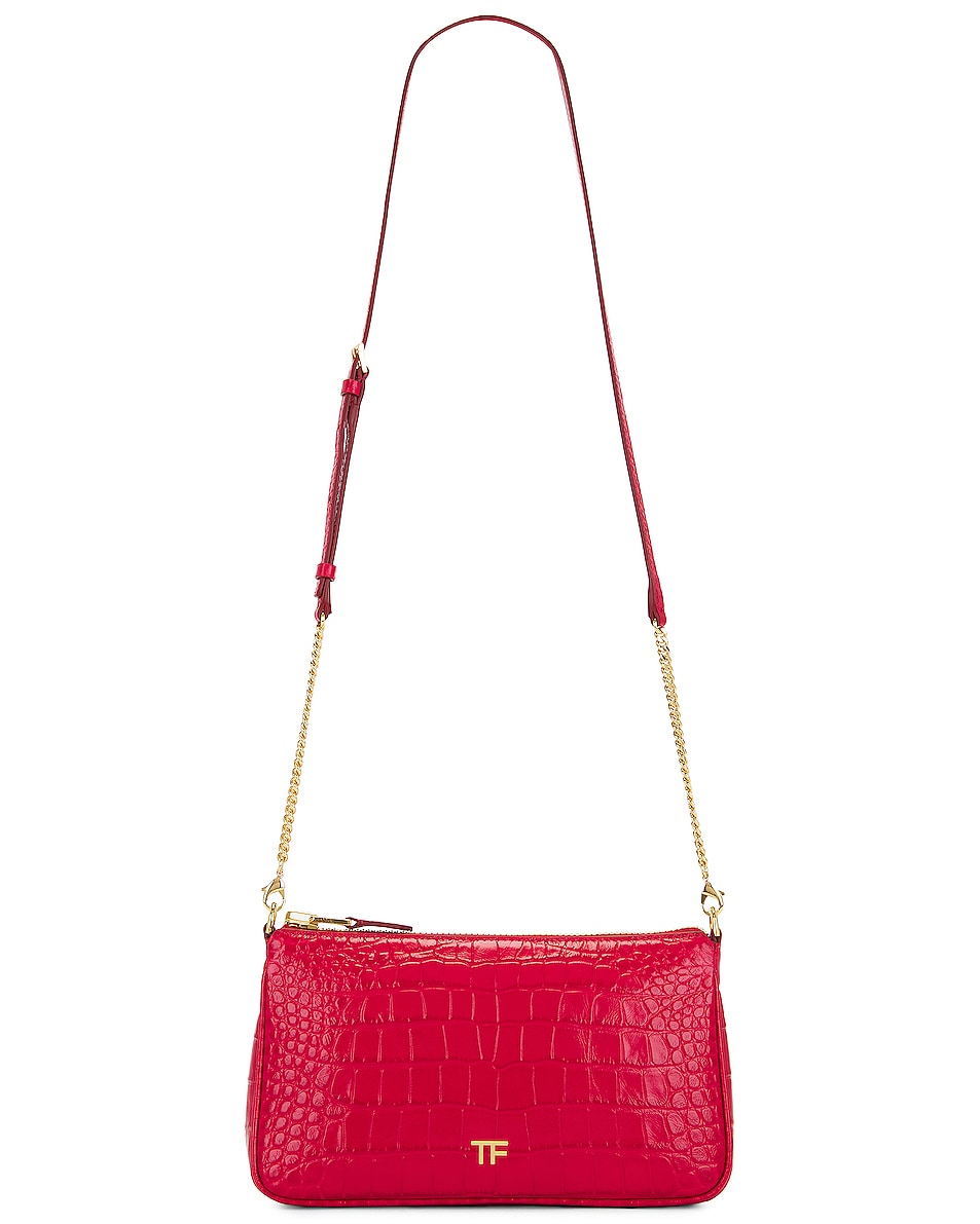 Image 1 of TOM FORD Croc Stamped Classic TF Mini Bag in Red
