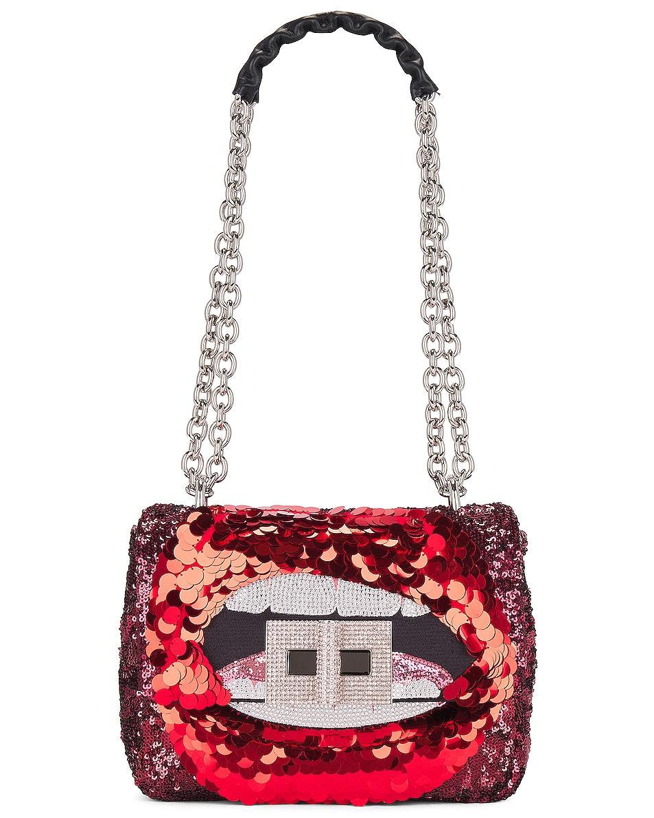 Image 1 of TOM FORD Maxi Lip Natalia Small Shoulder Bag in Multi Red & Black