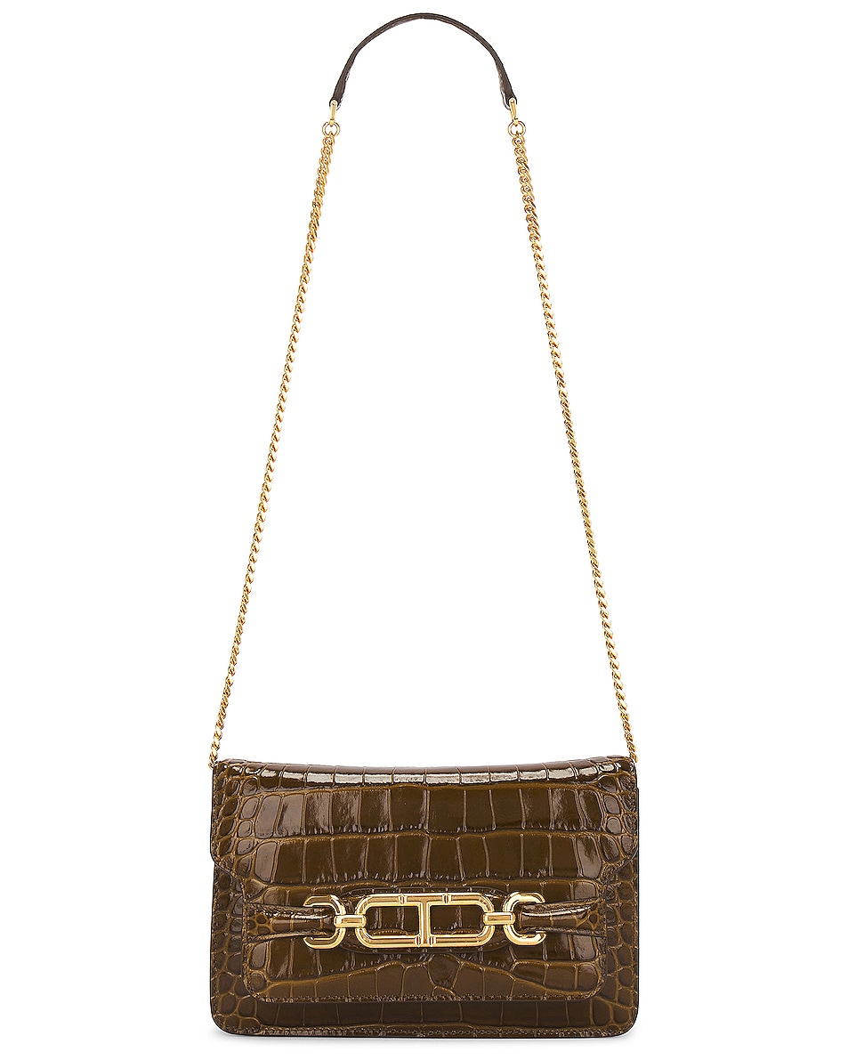 Image 1 of TOM FORD Stamped Croc Whitney Small Shoulder Bag in Khaki