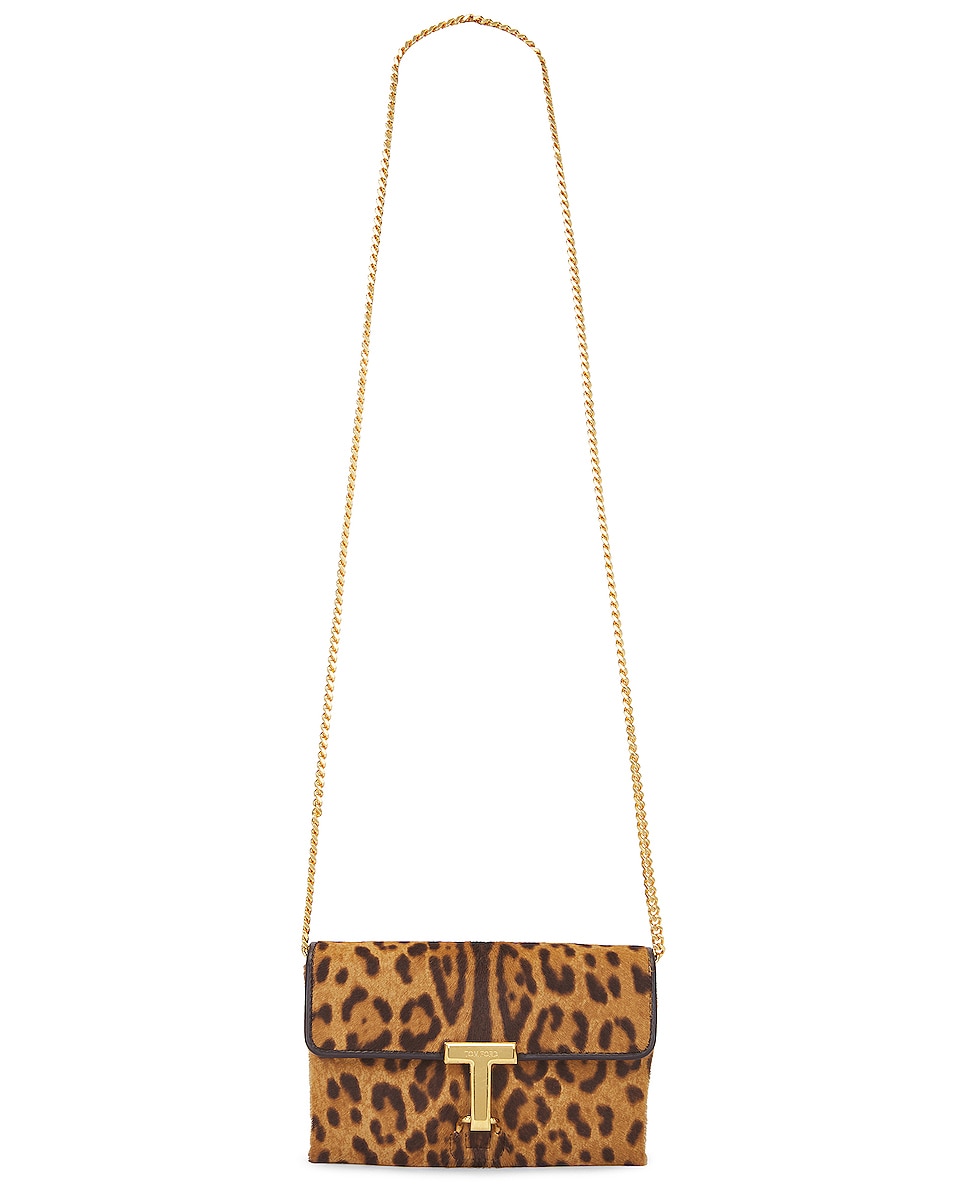 Image 1 of TOM FORD Leopard Print Monarch Mini Bag in Brown & Beige