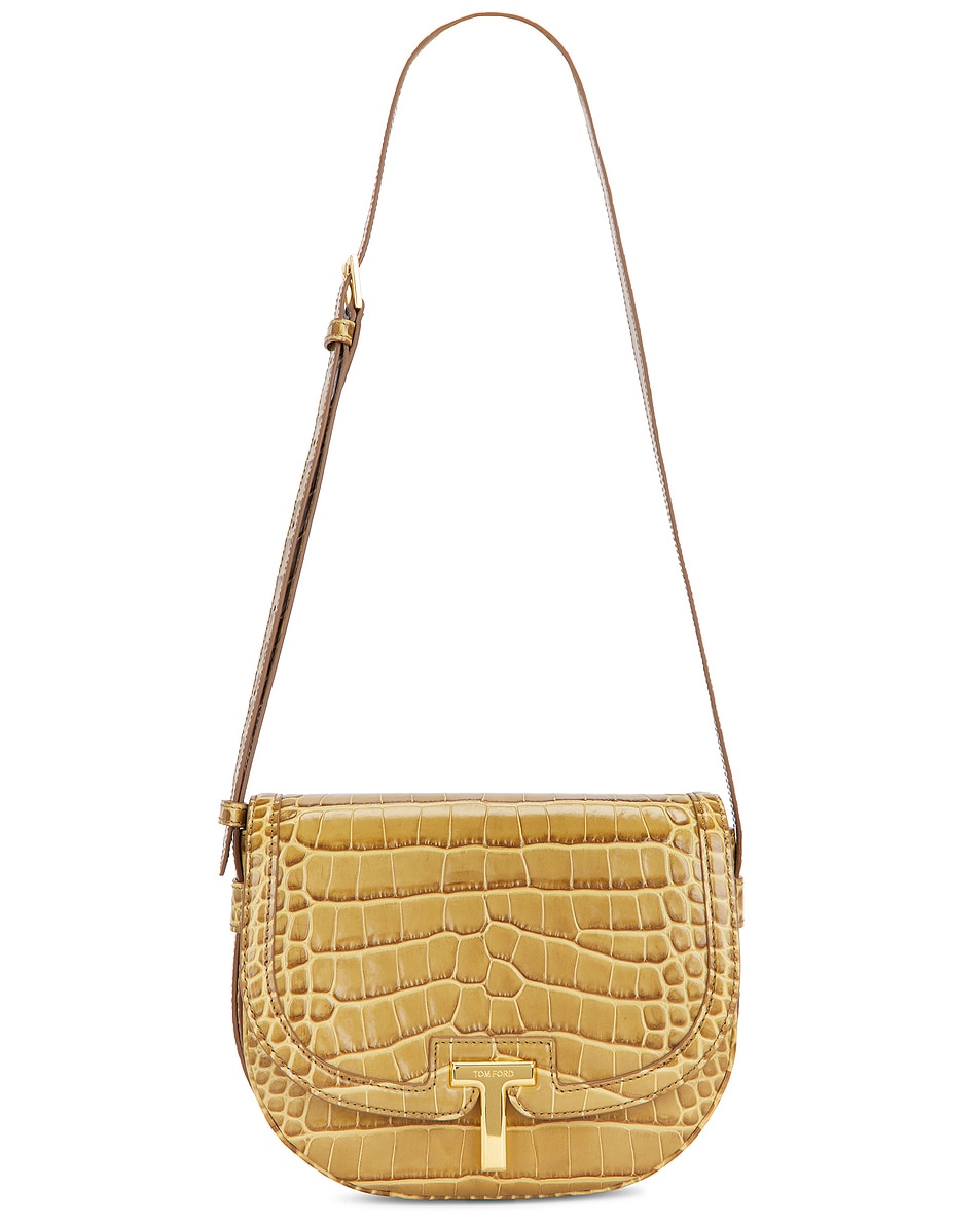 Image 1 of TOM FORD Wallis Stamped Croc Crossbody Bag in Safari Beige