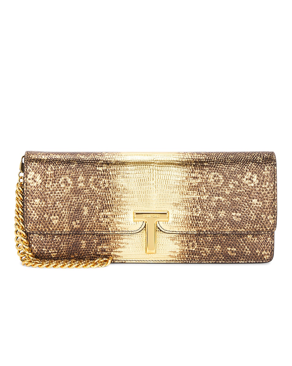 Image 1 of TOM FORD Tejus Two Tone Wallis Clutch in Antique Gold