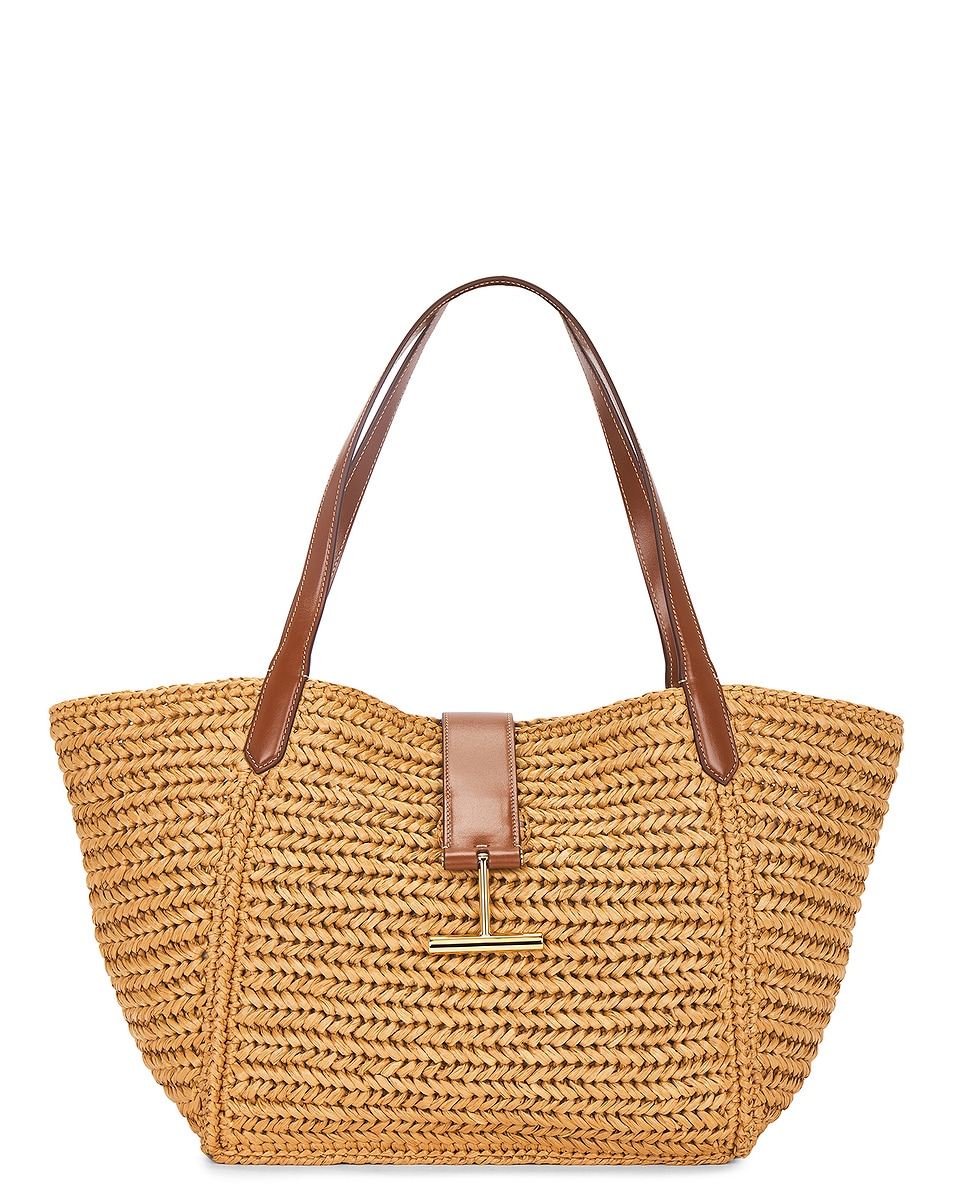 Image 1 of TOM FORD Tara Medium Tote Bag in Vanilla & Cuoio