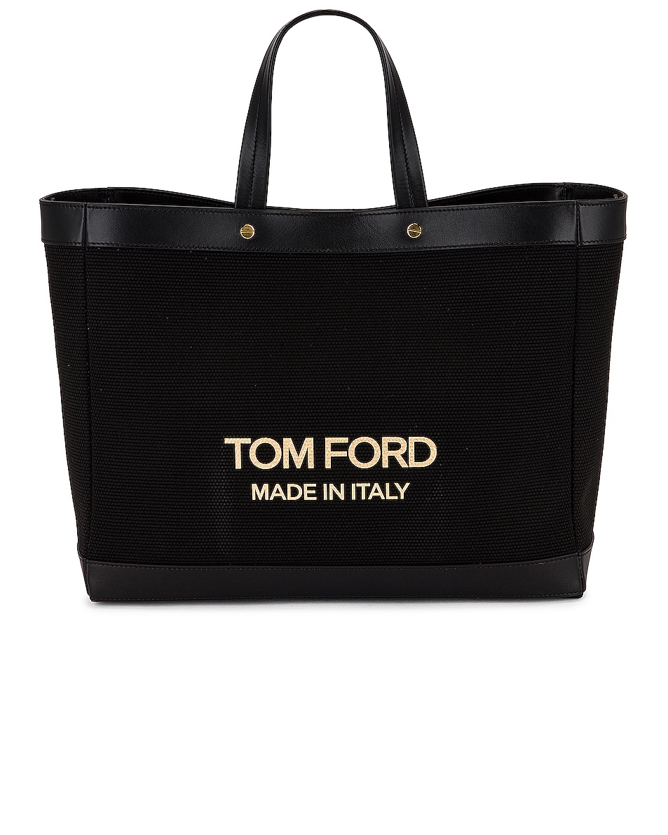 Image 1 of TOM FORD T Screw Small Shopping Bag in Black & Gold