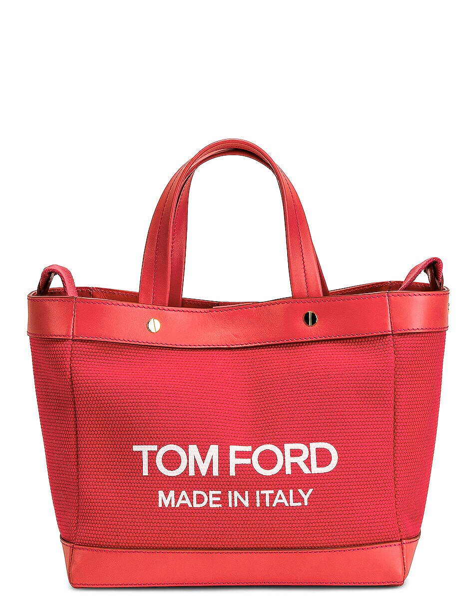 Image 1 of TOM FORD Mini Shopping Bag in Raspberry, White, & Coral Raspberry