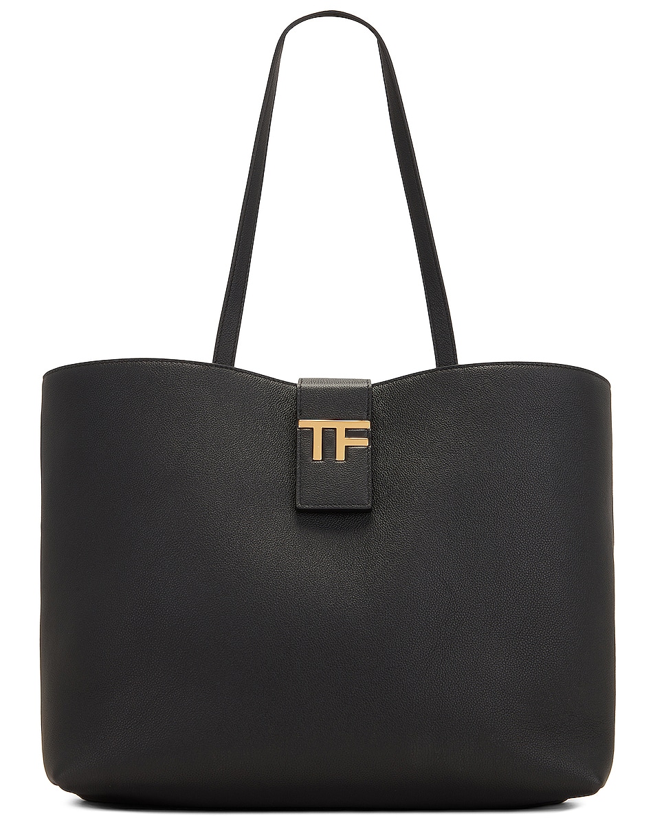 Image 1 of TOM FORD TF Grain Leather Small East West Tote Bag in Black
