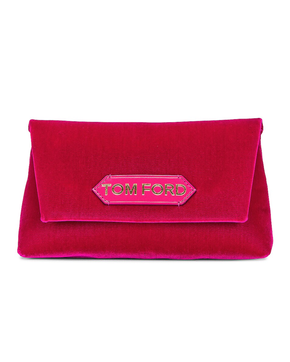 Image 1 of TOM FORD Label Velvet Mini Chain Bag in Crimson Pink