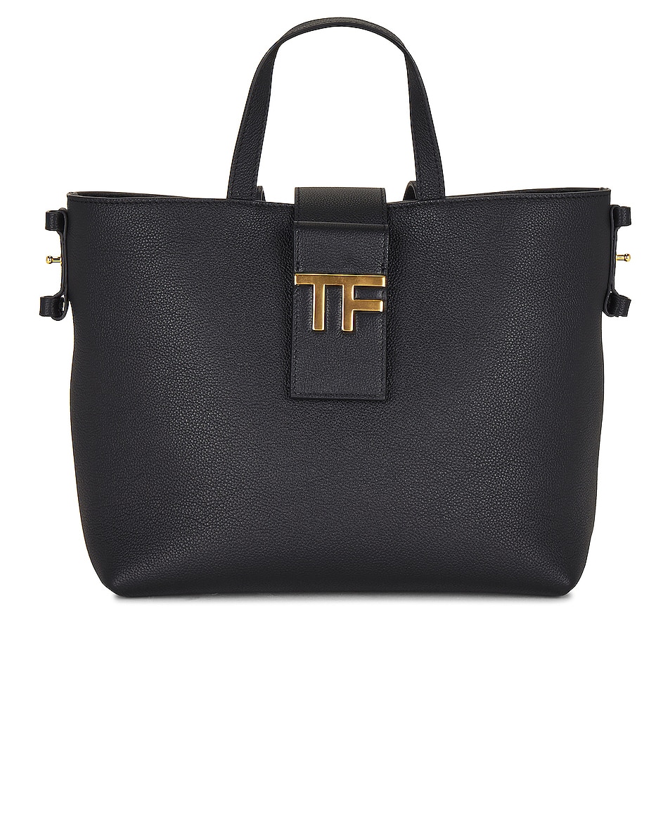 Image 1 of TOM FORD TF Grain Leather Mini East West Tote Bag in Black