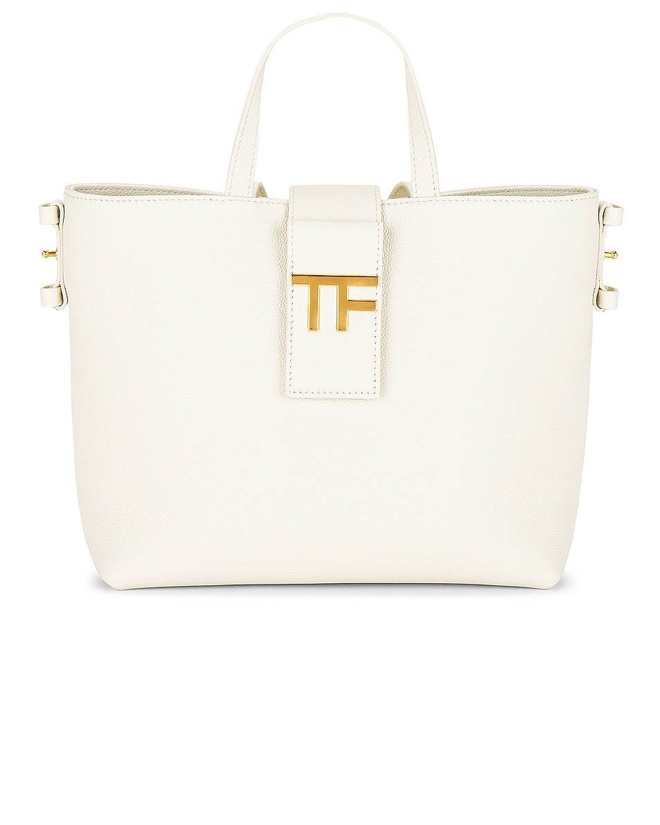 Image 1 of TOM FORD TF Grain Leather Mini East West Tote Bag in Chalk