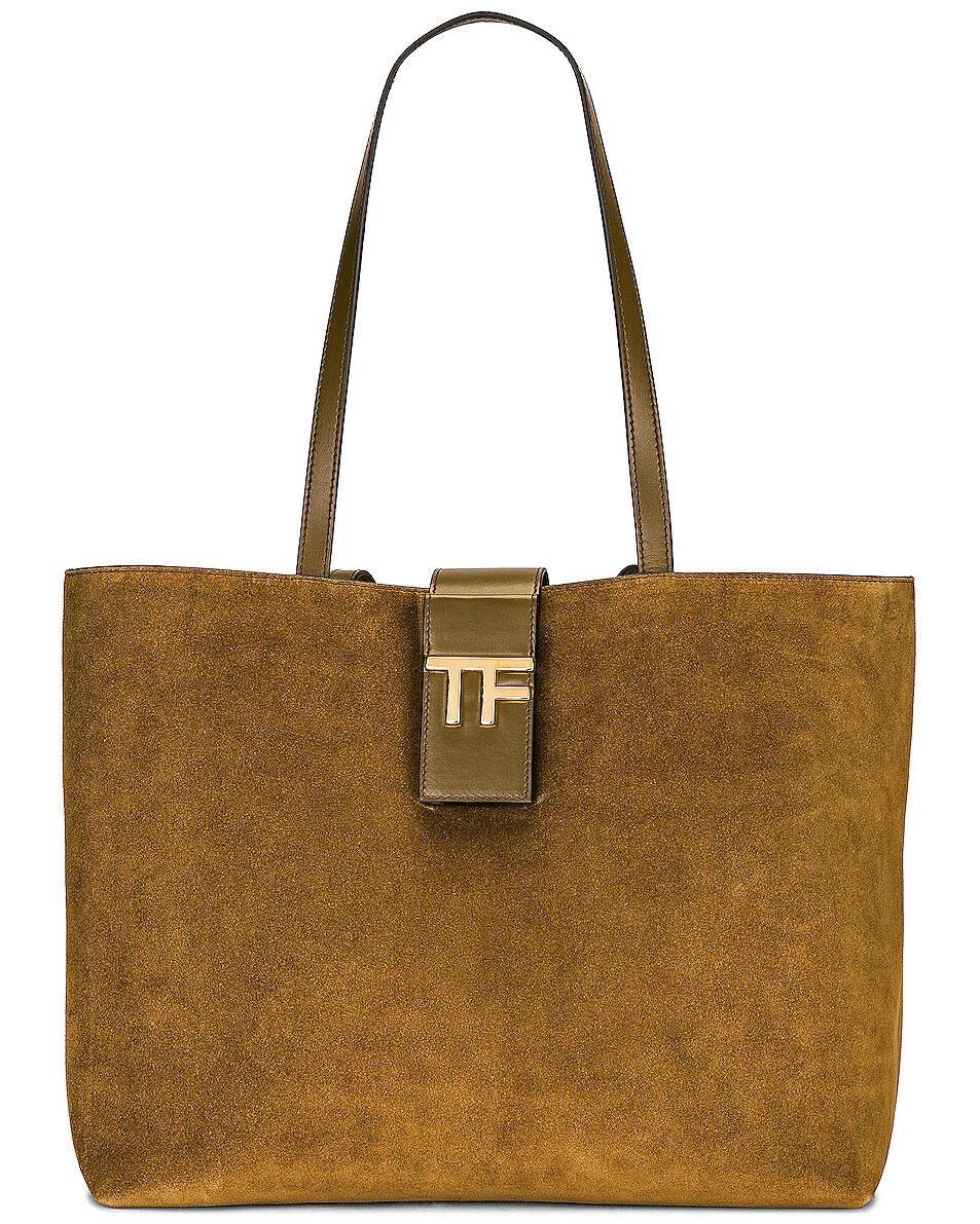 Image 1 of TOM FORD TF Suede Small East West Tote Bag in Sienna