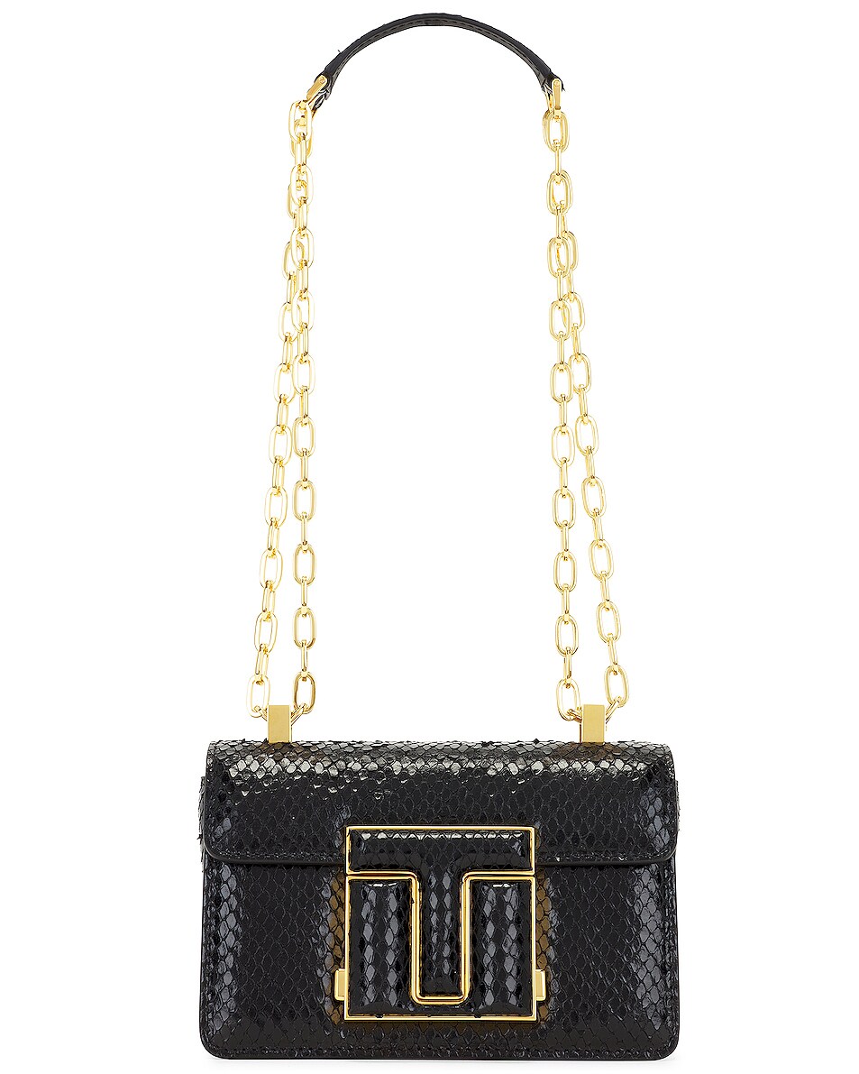 Image 1 of TOM FORD Maxi 001 Printed Python Small Chain Shoulder Bag in Black