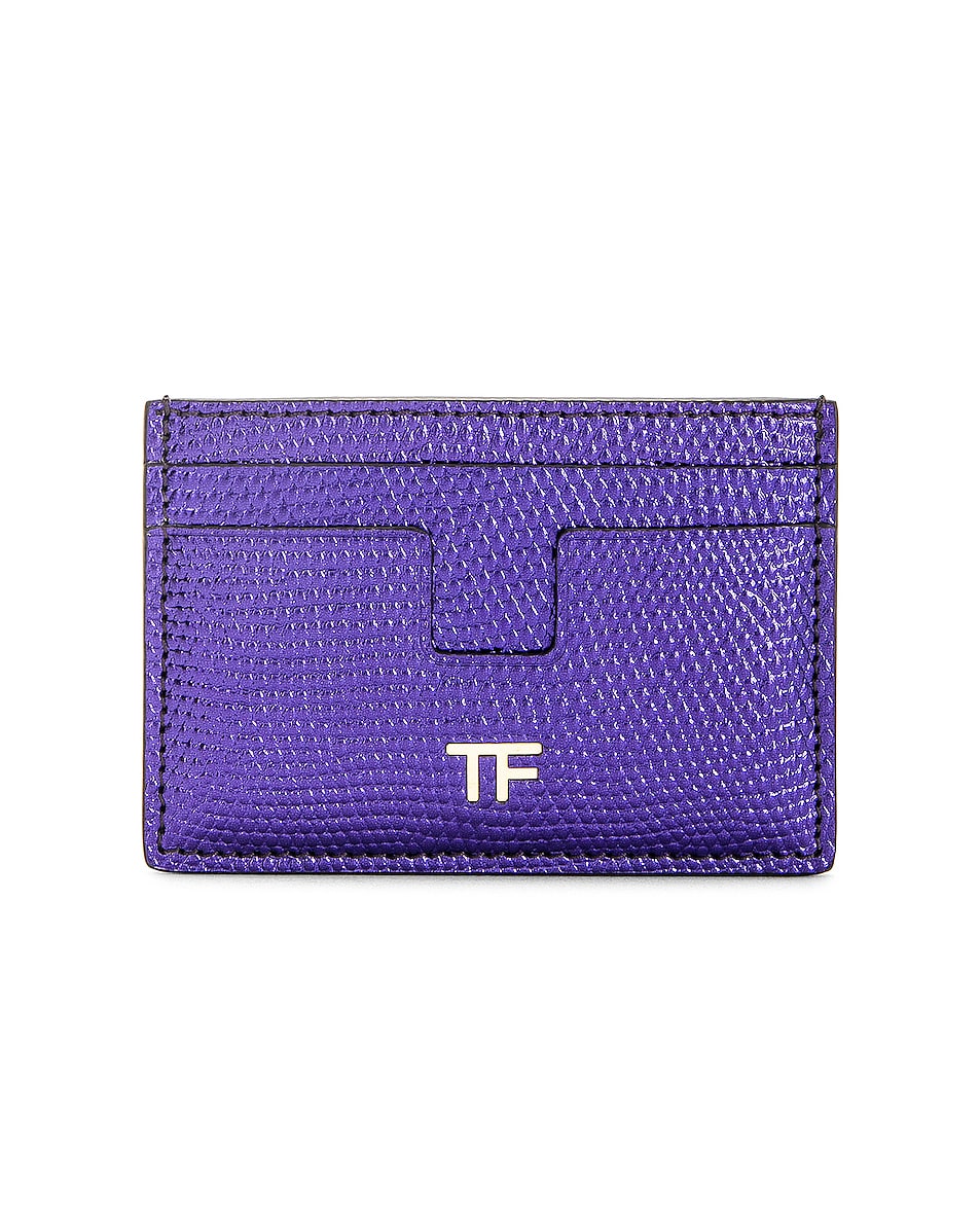 Image 1 of TOM FORD Printed Lizard Classic TF Card Holder in Dahlia