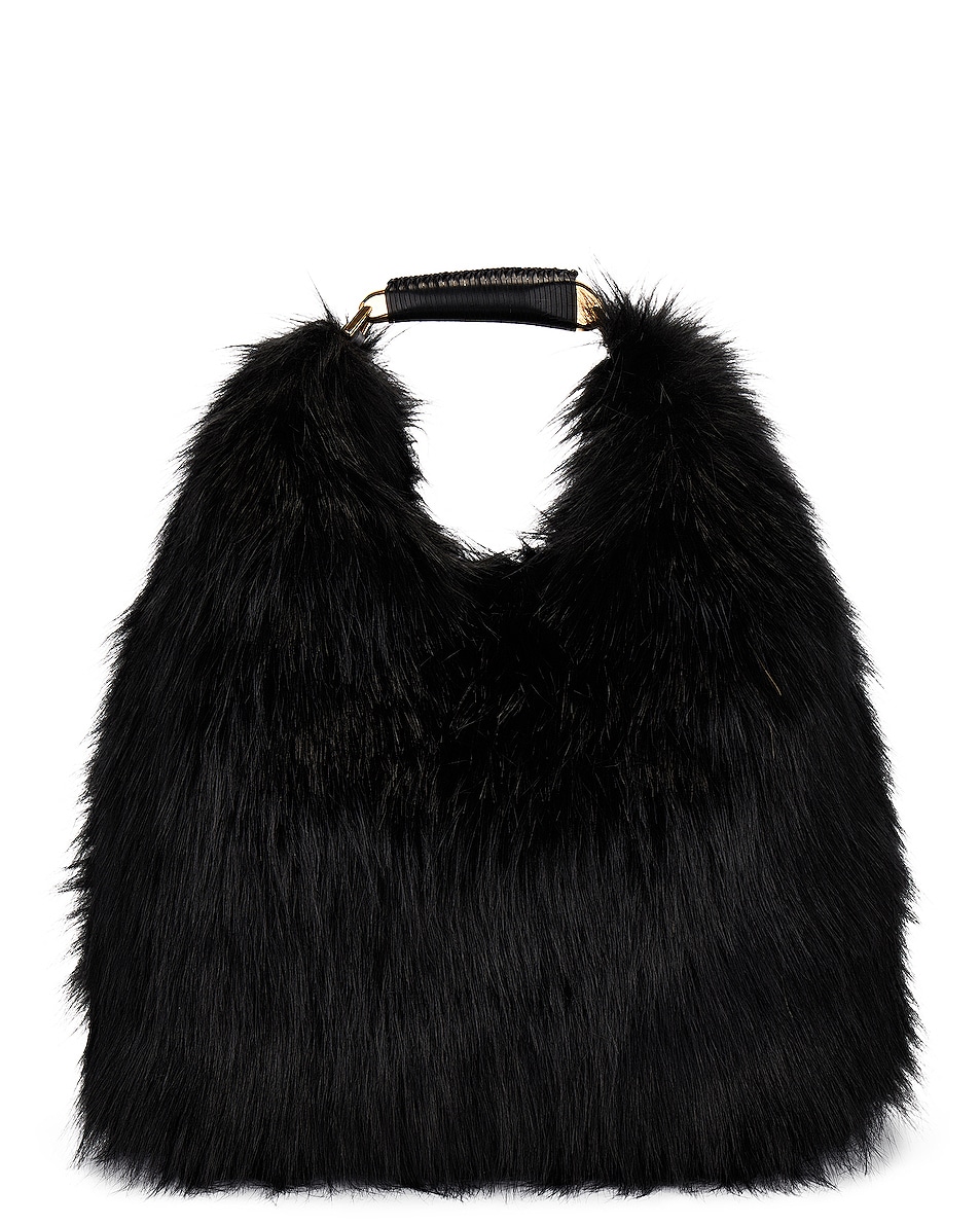 Image 1 of TOM FORD Faux Fur Bianca Large Hobo Bag in Black