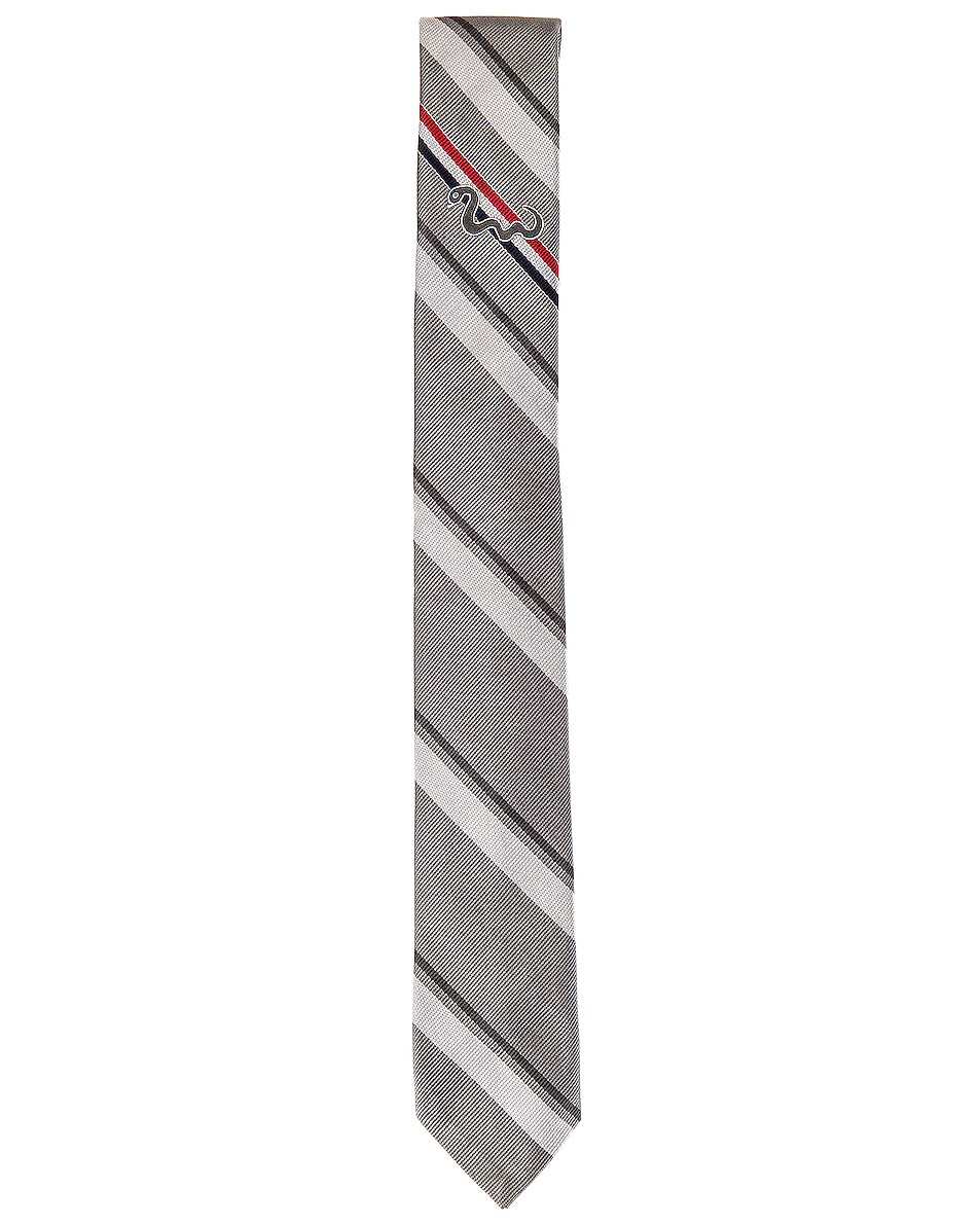 Image 1 of Thom Browne Snake Icon Silk Tie in Medium Grey
