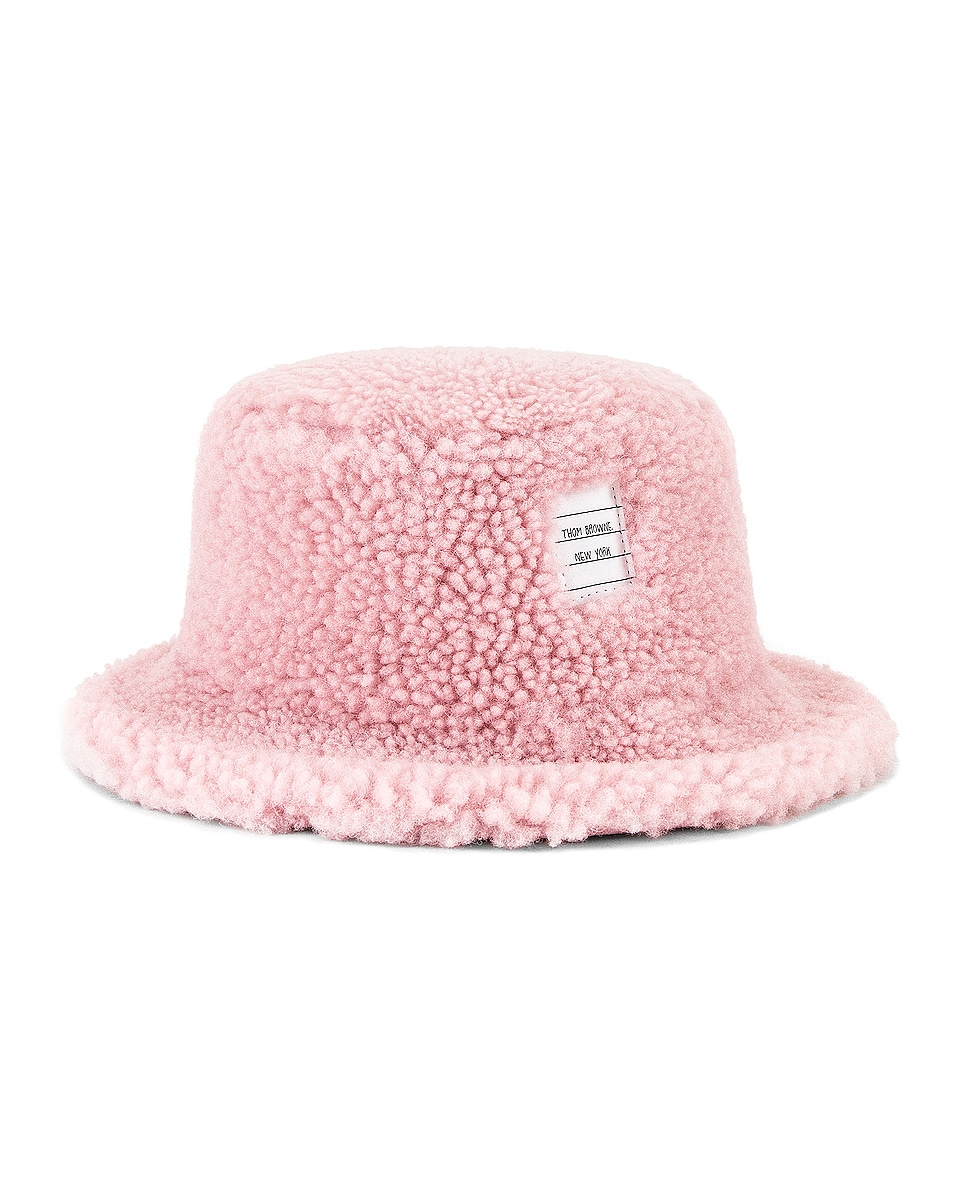 Image 1 of Thom Browne Shearling Bucket Hat in Light Pink
