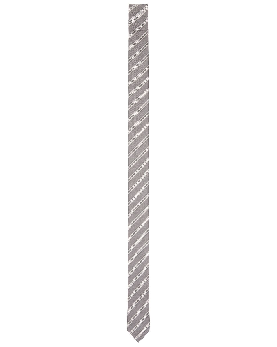 Image 1 of Thom Browne Micro Hairline Stripe Tie in Med Grey
