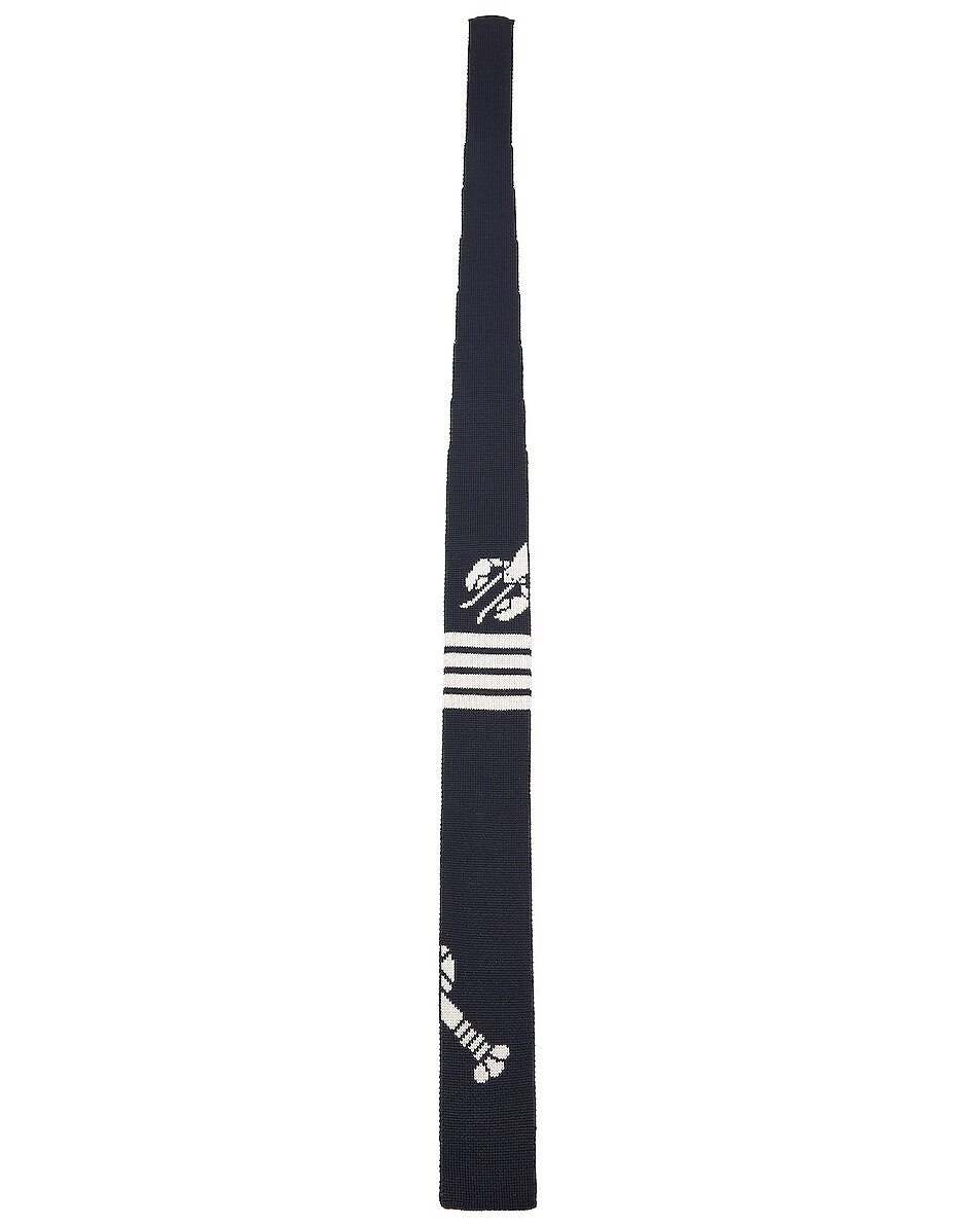 Image 1 of Thom Browne 4 Bar Knit Tie in Navy