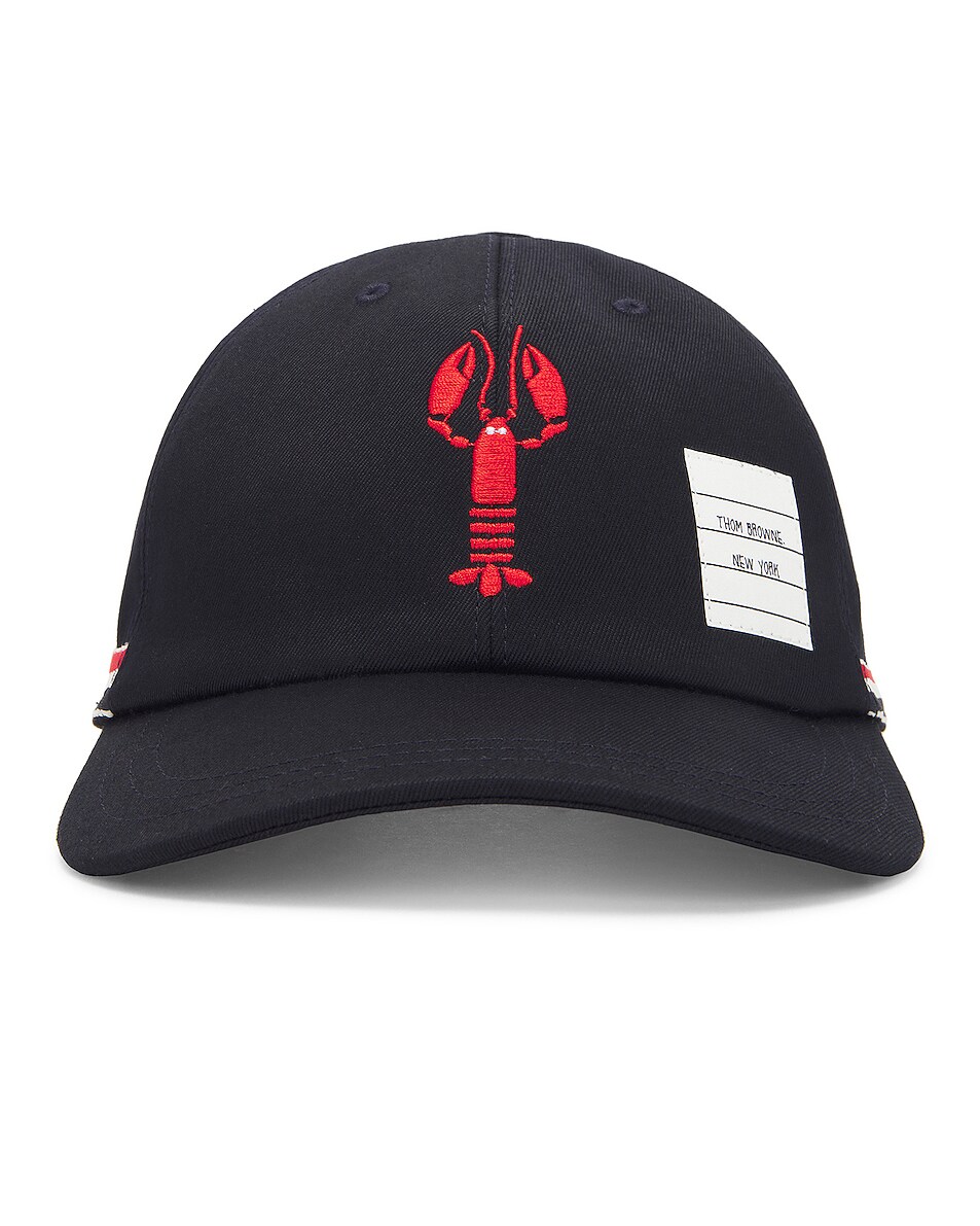 Image 1 of Thom Browne Lobster Icon 6-Panel Baseball Cap in Navy