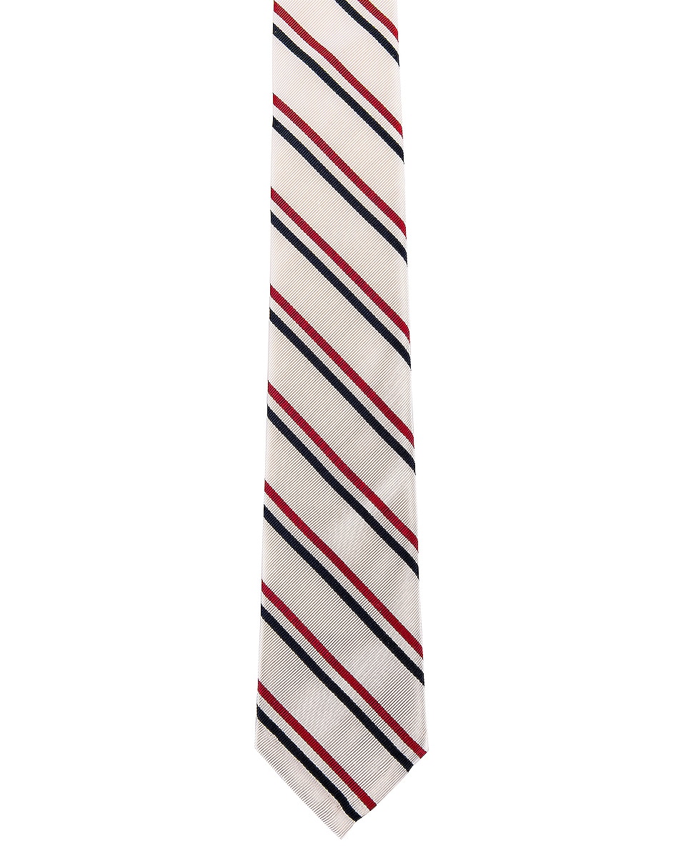Image 1 of Thom Browne Classic Tricolor Stripe Necktie in Red & White & Blue