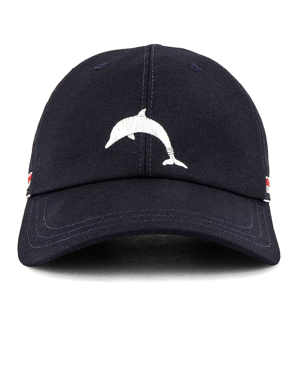Image 1 of Thom Browne Classic 6 Panel Dolphin Baseball Cap in Navy