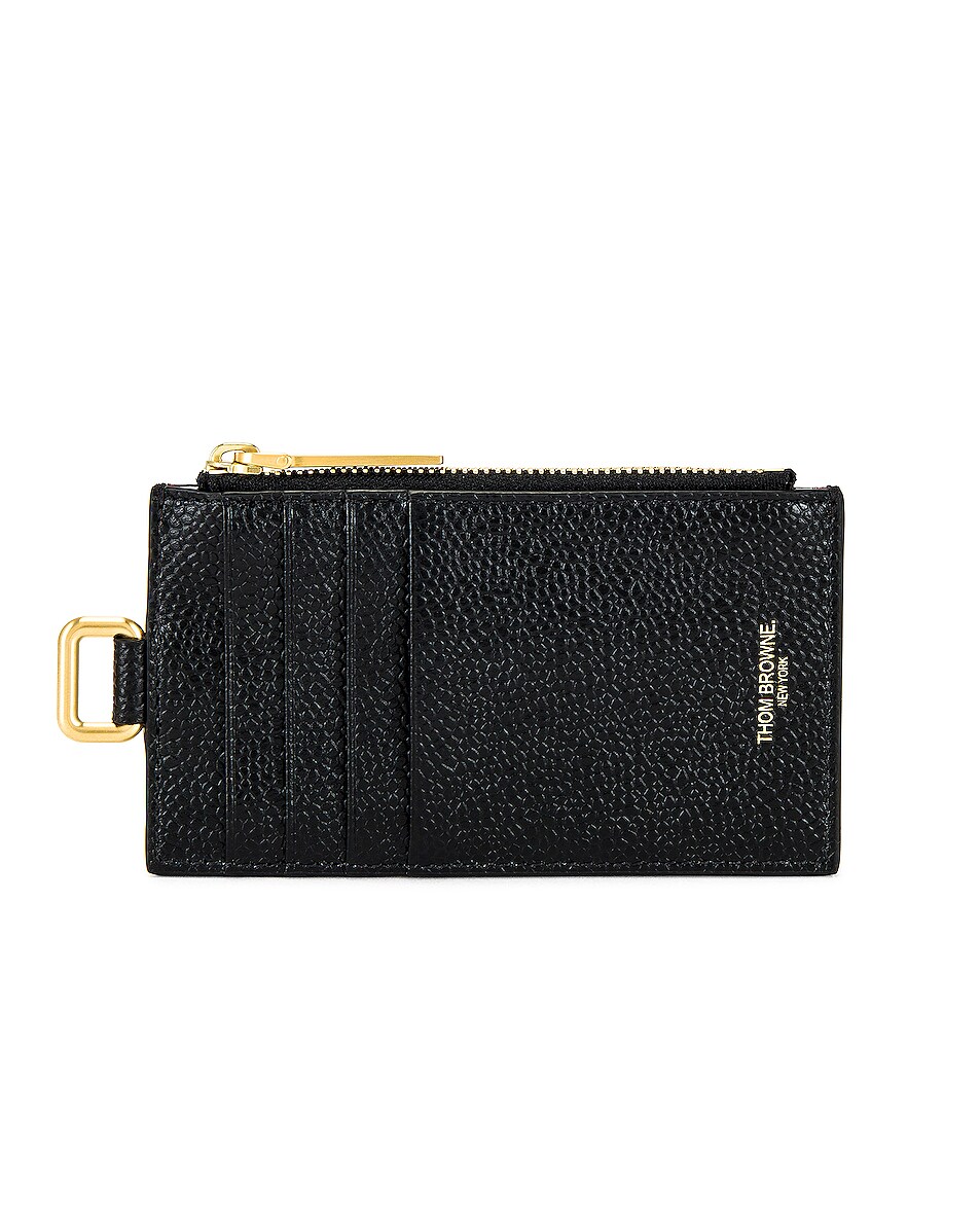 Image 1 of Thom Browne Zippered Card Wallet in Black