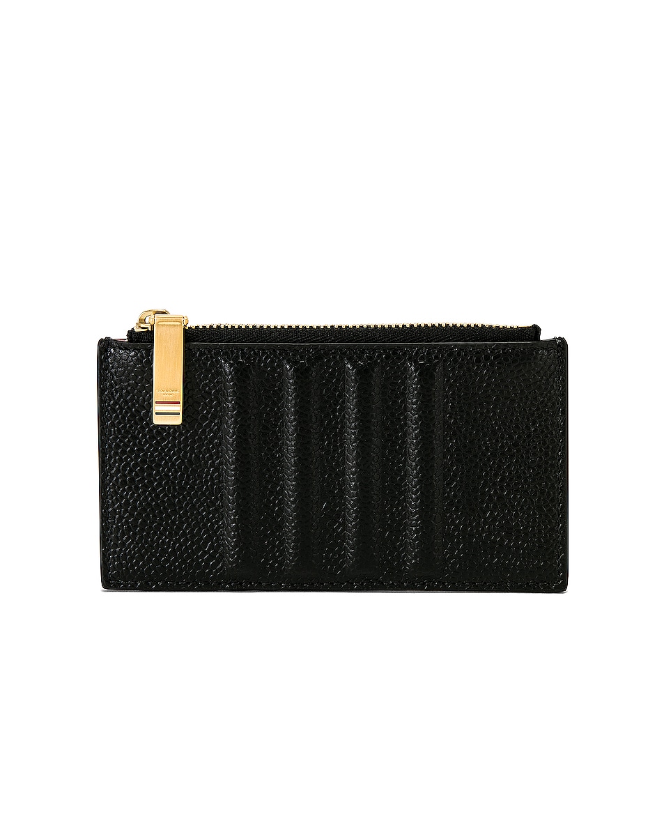 Image 1 of Thom Browne Zippered Card Wallet in Black