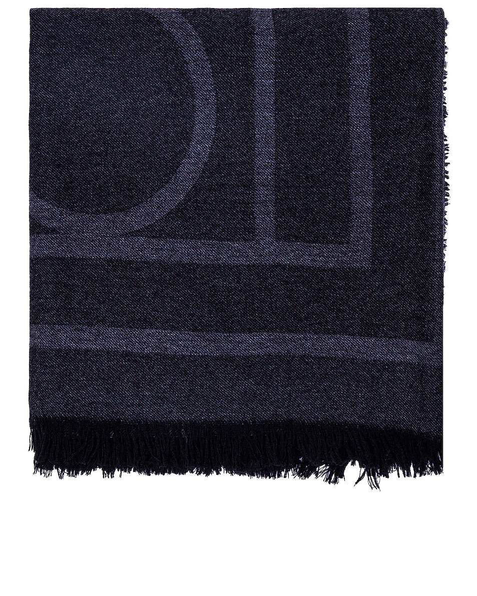 Image 1 of Toteme Monogram Wool Cashmere Scarf in Dark Grey Monogram
