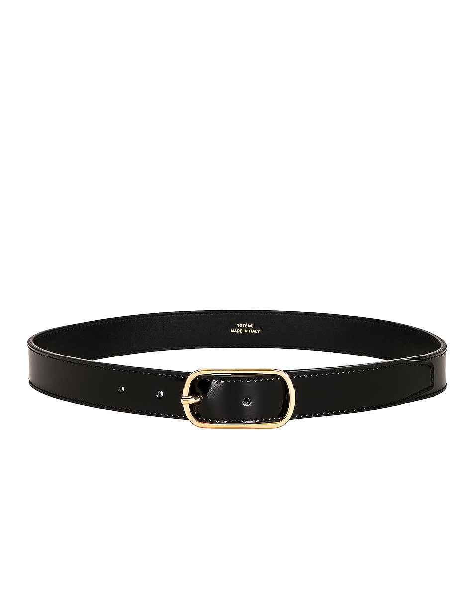 Image 1 of Toteme Wide Oval Buckle Leather Belt in Black