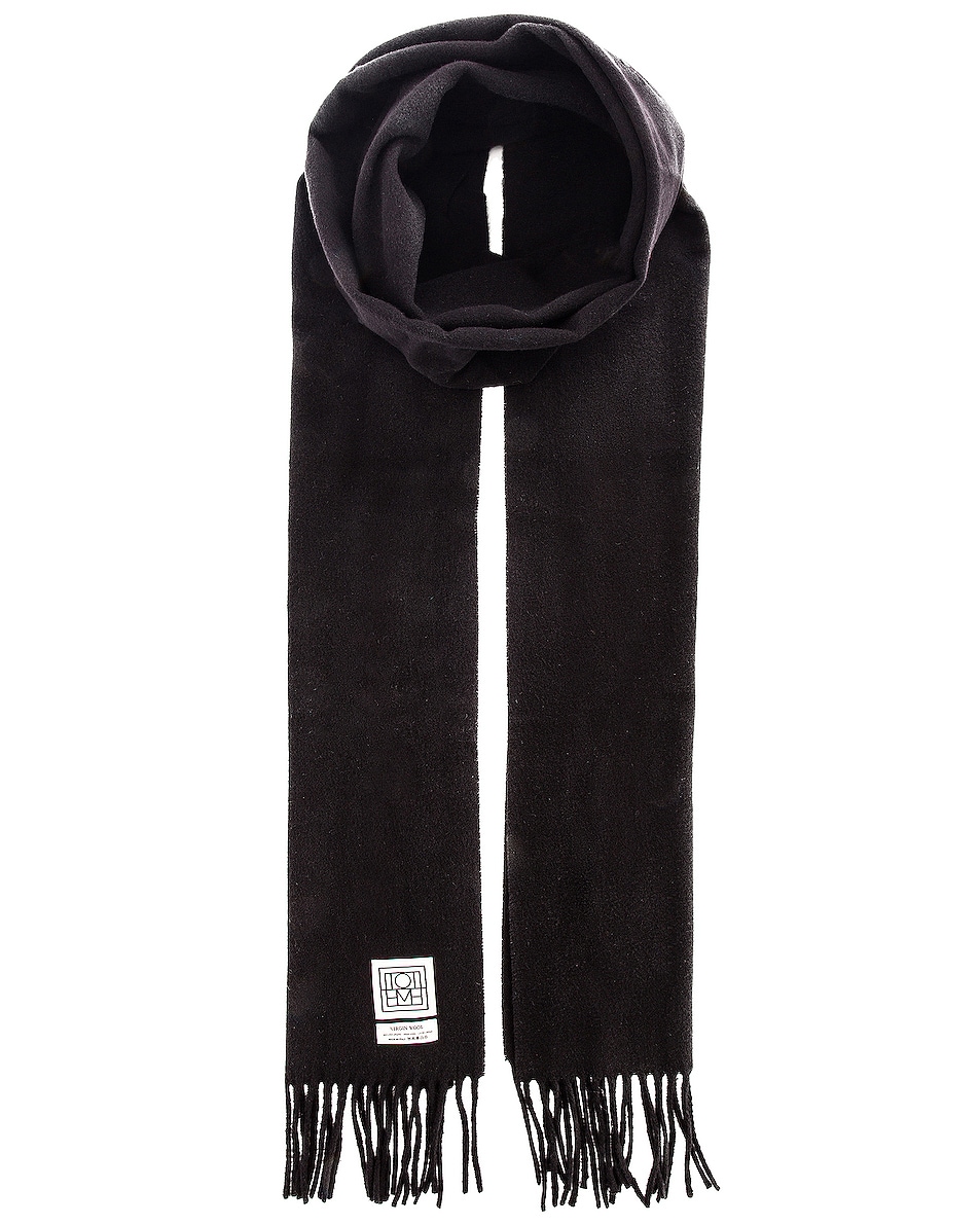 Image 1 of Toteme Long Wool Scarf in Black